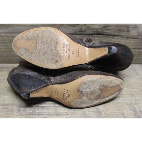 Maison‎ Martin Margiela distressed suede leather triangle wedge heel ankle boots - Picture 6 of 16